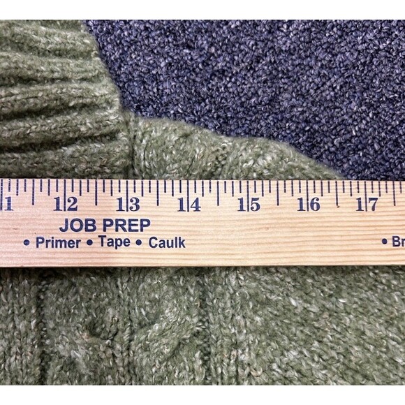 LL Bean Green Wool Blend Cardigan Sweater High Collar Size XL SHRUNK FITS LIKE M - Picture 8 of 8